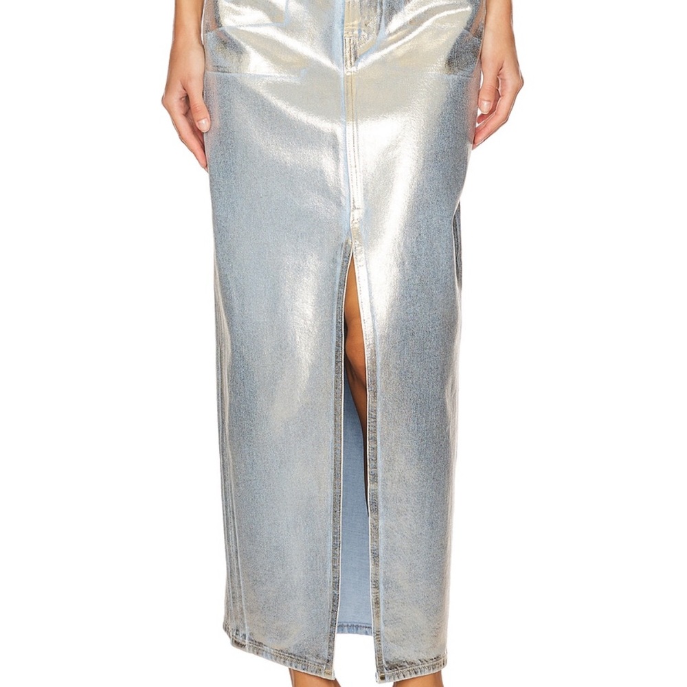 Levi's Column Skirt - Denim / Metallic (color: optical illusion)
